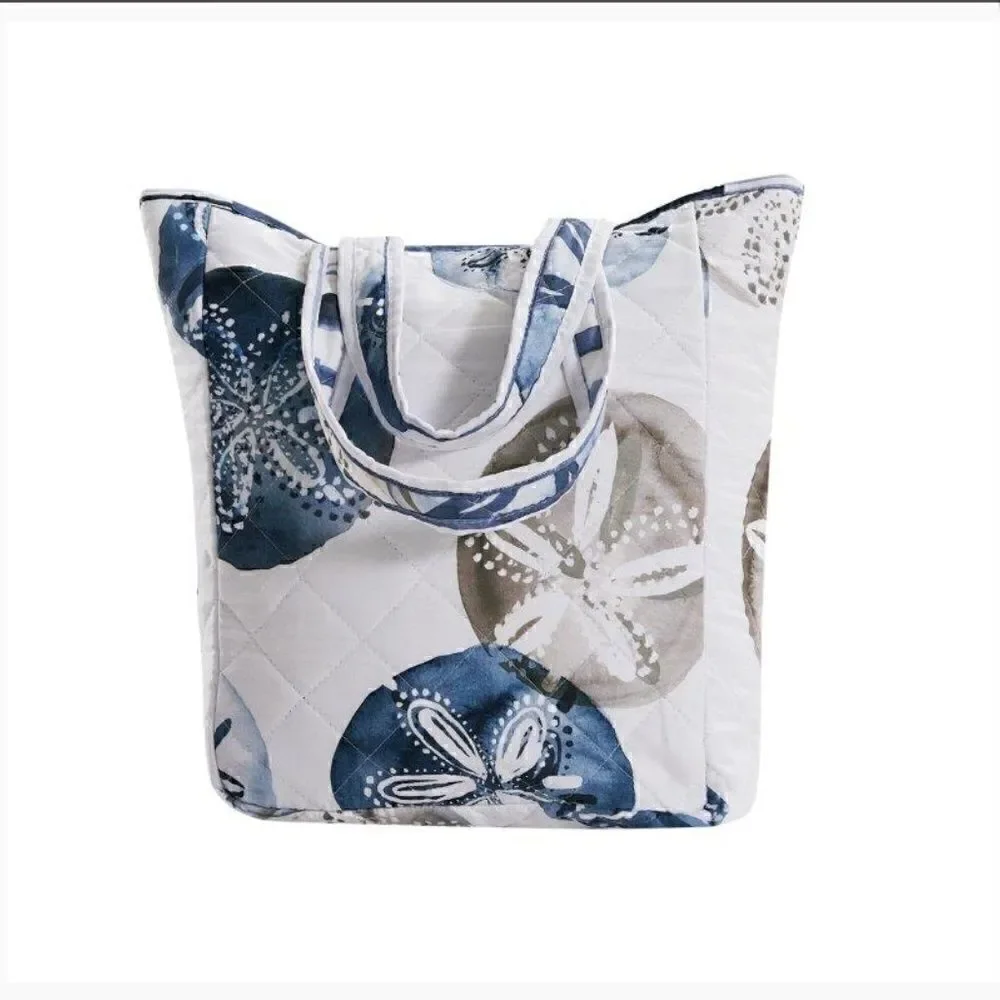 NEW! Beach Theme Sand Dollar Boho Printed KING Quilt Set with Matching Tote Bag